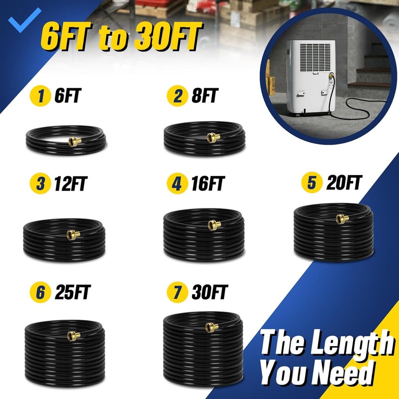 Ebusin 16FT Dehumidifier Drain Hose with 3/4 Inch FHT Connector, featuring Rust-Resistant Brass Fittings for Leak-Proof Connection, Perfectly Compatible with Most Dehumidifier Brands（7 Length Options） - Image 5